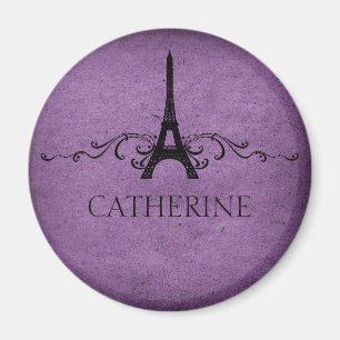 Vintage French Flourish Magnet, Purple Magnet