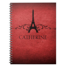 Vintage French Flourish Notebook, Red