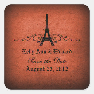 Vintage French Flourish Save the Date Stickers