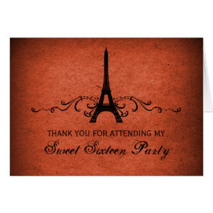 Vintage French Flourish Sweet 16 Thank You Card