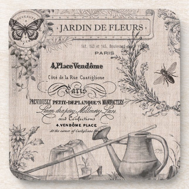 Vintage French Garden coasters (Front)