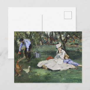 Vintage French Garden Monet Family Manet Print Postcard
