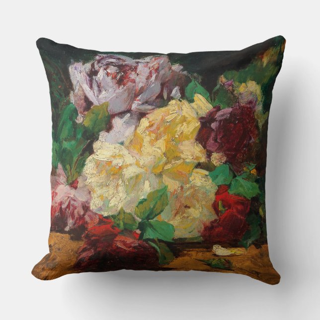 Vintage French Georges Jeannin Roses Cushion (Front)