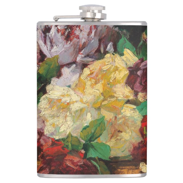  Vintage French Georges Jeannin Roses   Hip Flask (Front)
