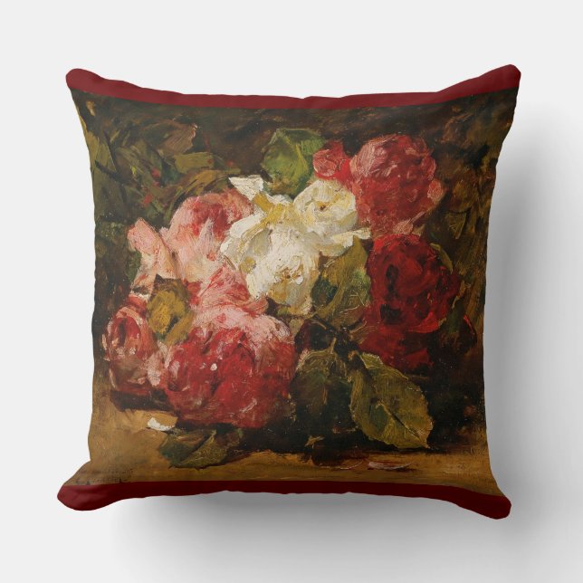 Vintage French Georges Jeannin Roses III Cushion (Front)