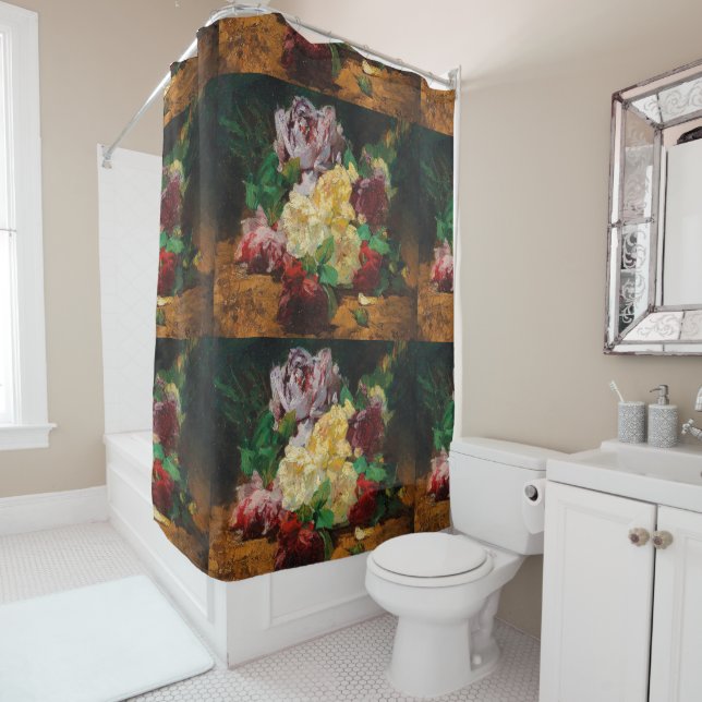 Vintage French Georges Jeannin Roses  Shower Curtain (In Situ)