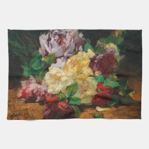 Vintage French Georges Jeannin Roses Tea Towel