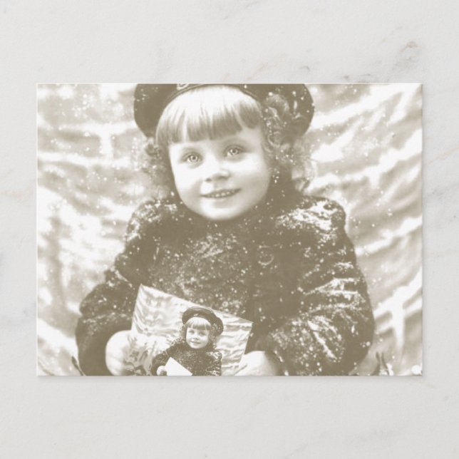 Vintage French Girl Photo Holiday Postcard (Front)
