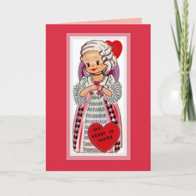 Vintage French Girl Valentine Card (Front)