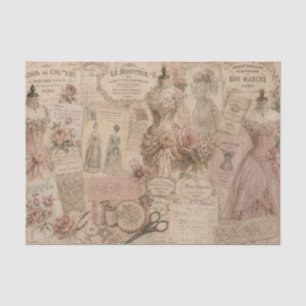 Vintage French Gowns Couture Sewing Handwriting Tissue Paper