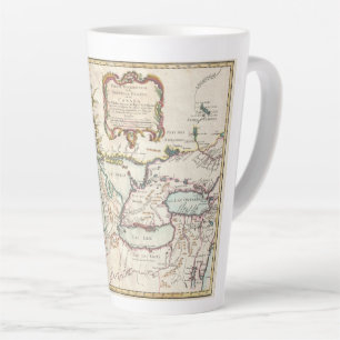 Vintage French Great Lakes Map Latte Mug