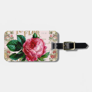 Vintage French Handwriting Paris Roses Pink pretty Luggage Tag