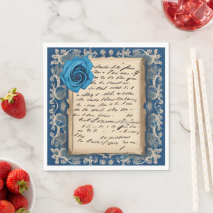 Vintage French Handwritten Letter Napkin