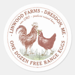 Vintage French hen and rooster egg carton label