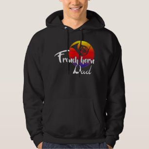 Vintage French Horn Dad Retro Sunset Funny Music G Hoodie