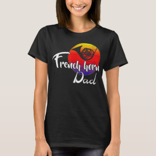 Vintage French Horn Dad Retro Sunset Funny Music G T-Shirt