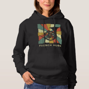Vintage French Horn Player Music Retro1 Hoodie