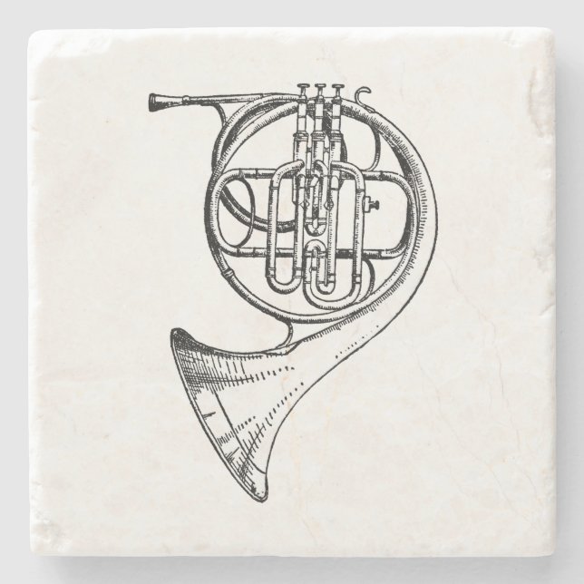 Vintage French Horn Stone Coaster (Front)