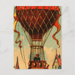 Vintage French Hot Air Balloon Postcard