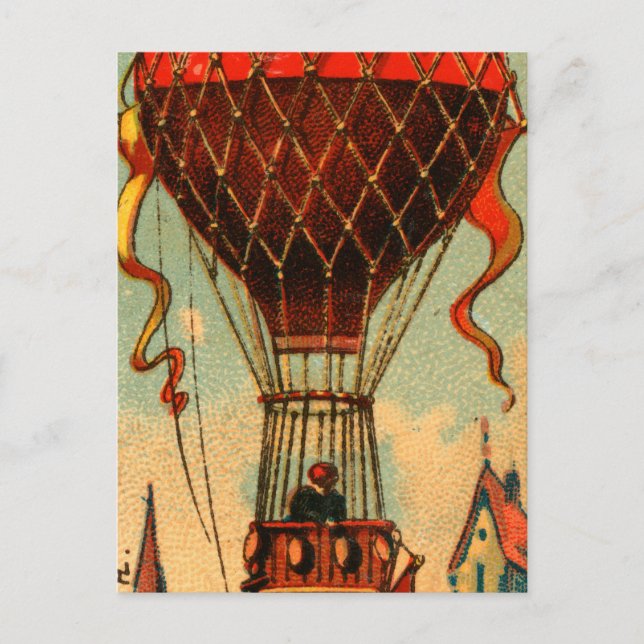Vintage French Hot Air Balloon Postcard (Front)