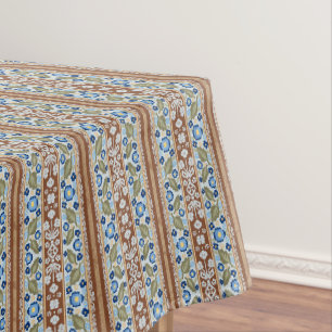 Vintage French Imperial Striped Floral Tablecloth