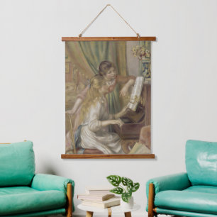 Vintage French Impressionist Piano Girls Art Hanging Tapestry