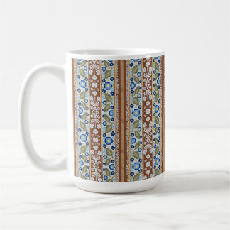 Vintage French Inspired Striped Floral Tablecloth Coffee Mug