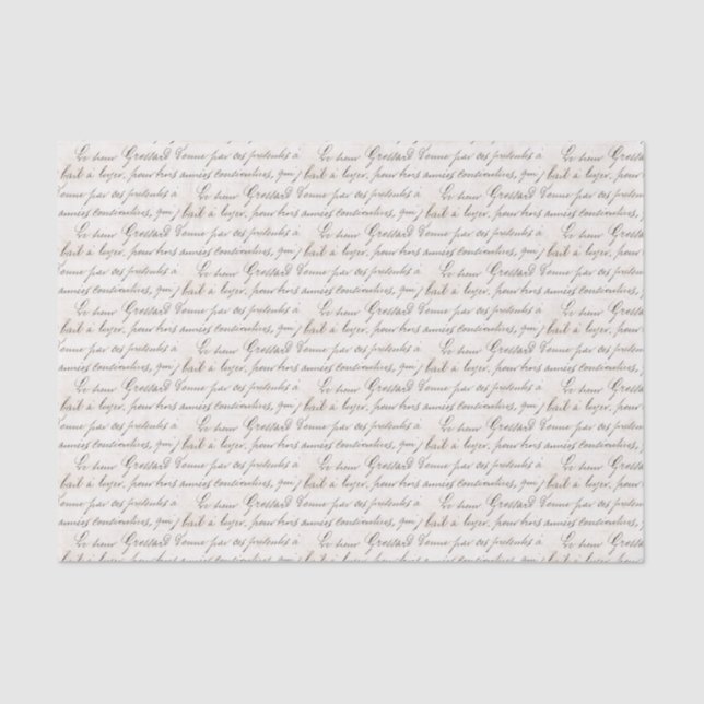 Vintage French Jardin Handwritten Script Note Tissue Paper (Front)