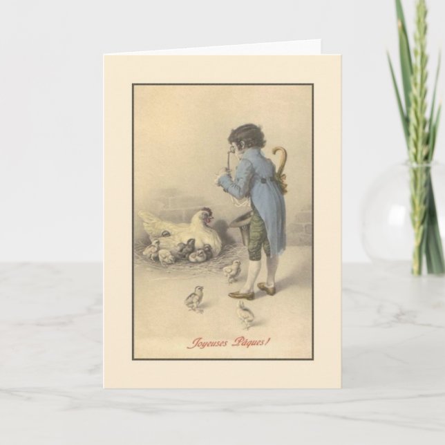 Vintage French Joyeuses Pâques Easter Card (Front)