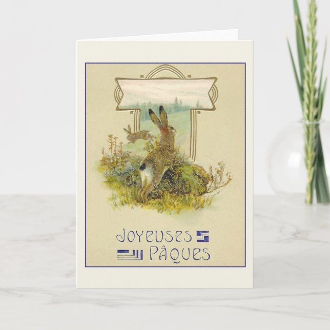 Vintage French Joyeuses Pâques Easter Card (Front)