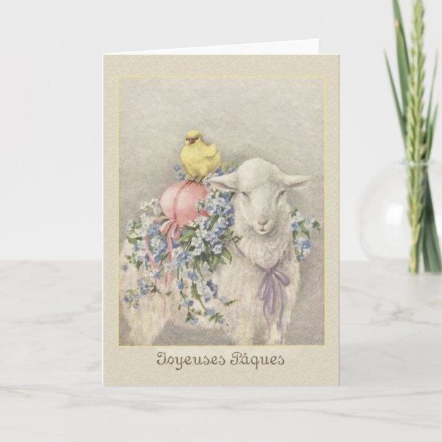 Vintage French Joyeuses Pâques Easter Card (Front)