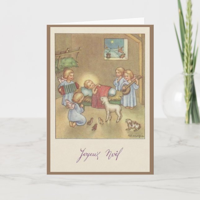 Vintage French Joyeux Noël Christmas Card (Front)