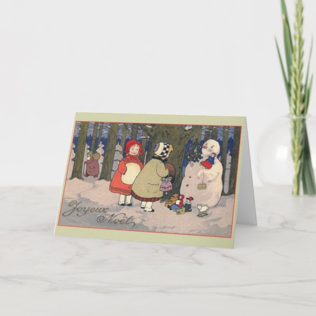 Vintage French Joyeux Noël Christmas Card (Front)