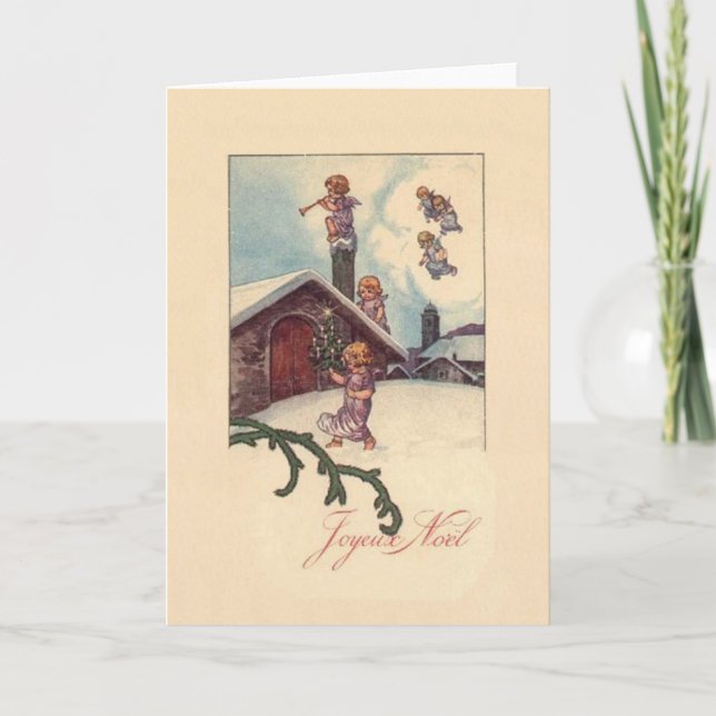 Vintage French Joyeux Noel Christmas Card (Front)