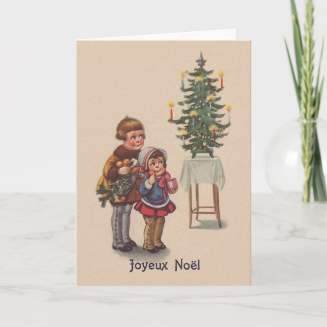 Vintage French Joyeux Noël Christmas Card (Front)
