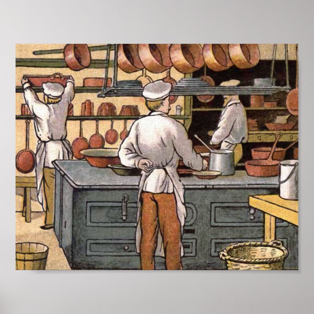 Vintage French Kitchen Illustration Poster (Front)