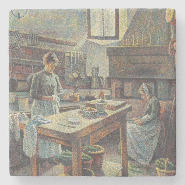 Vintage French Kitchen Stone Coaster (Front)