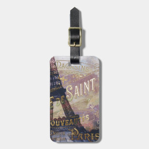 Vintage French Label and Eiffel Tower Luggage Tag