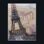 Vintage French Label and Eiffel Tower Postcard<br><div class="desc">Vintage French Label and Eiffel Tower collage in purples and golds</div>