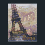Vintage French Label and Eiffel Tower Postcard<br><div class="desc">Vintage French Label and Eiffel Tower collage in purples and golds</div>