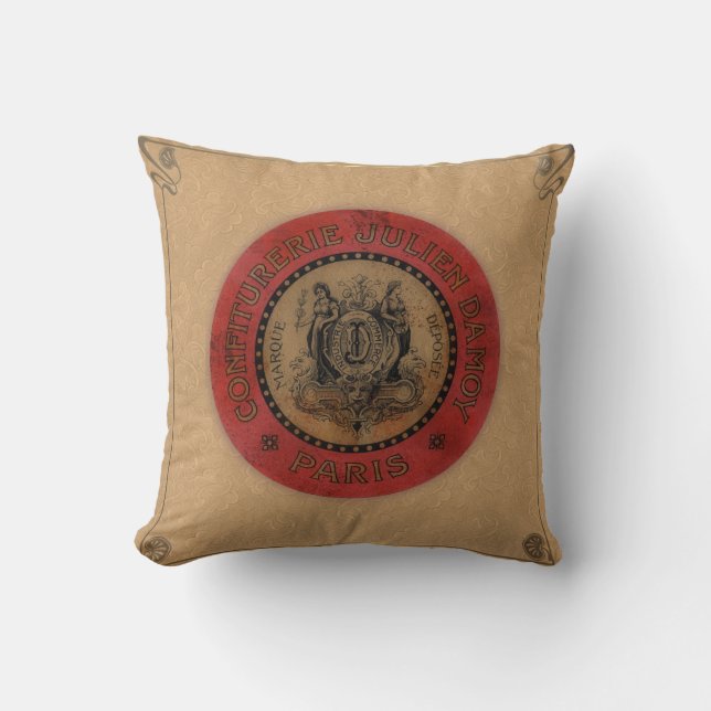 Vintage French Label Cushion (Front)