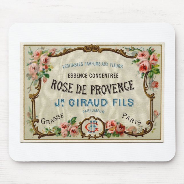 Vintage French Label Mouse Mat (Front)