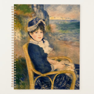 Vintage French Lady Knitting at the Beach Art Planner