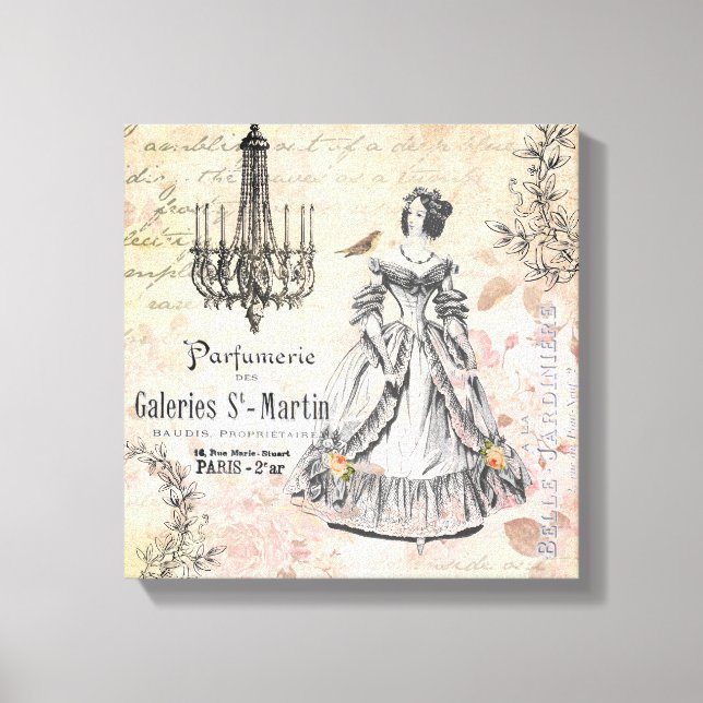 Vintage French lady stretched canvas (Front)