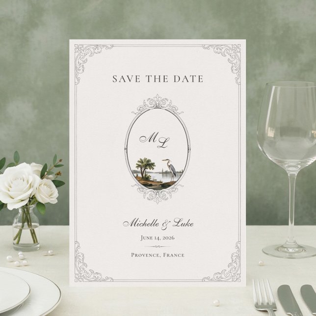 Vintage French Landscape Monogram Wedding  Save The Date (Creator Uploaded)