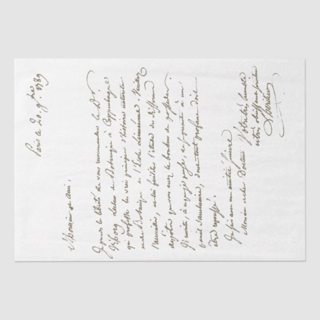 Vintage French Letter Botanical Gardens Script Tissue Paper (Front)