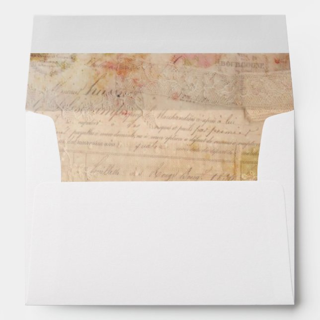 Vintage French Letter Lined White Envelope (Back (Bottom))