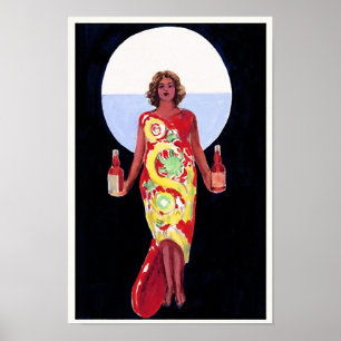 Vintage French Liqueur Woman 1920 Art Deco Poster
