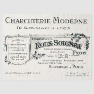 Vintage French Lyon Business Typography Tissue Paper