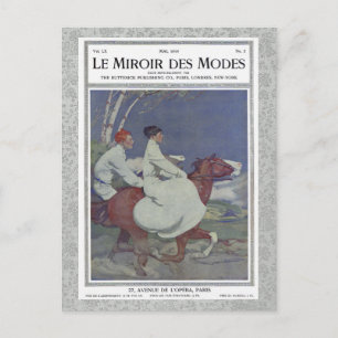 Vintage French Magazine Cover with Horse Riding Postcard